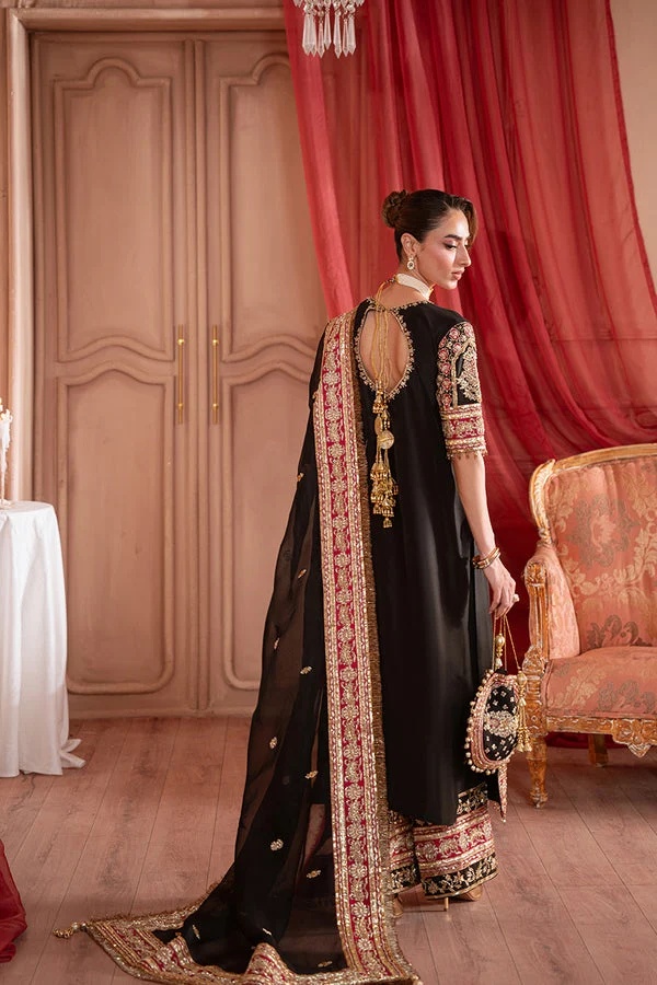 LUNARA (black) Pakistani fashion outfit in black, gold, pink, red…